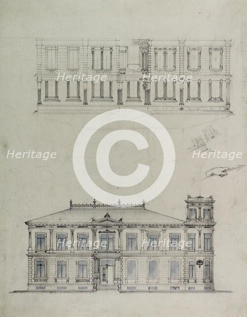 Design Projects, House Elevation Studies, c. 1860-1870. Creator: Carl J Furst.