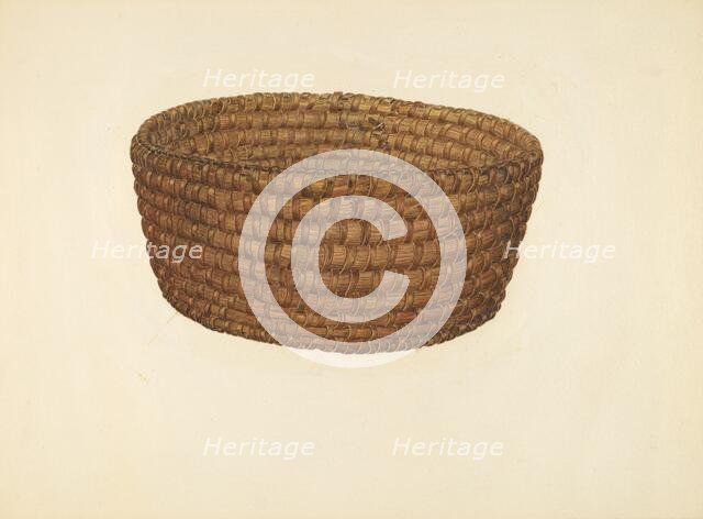 Hickory Bark and Oat Straw Basket, c. 1940. Creator: E. Allen Fritz.