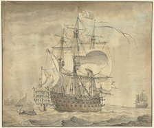 A French three-deck warship under full sail, 1770. Creator: Johannes Swertner.