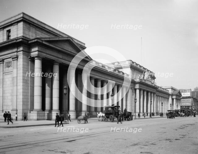 Pennsylvania Station, New York, east facade, c.between 1910 and 1920. Creator: Unknown.