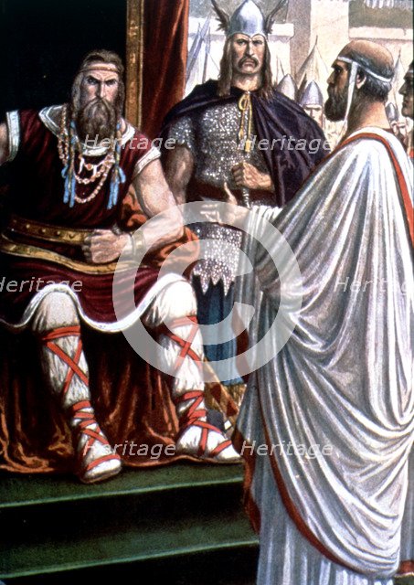 Alarico I (370-410), Visigoth king, Alaric receiving the ambassadors Romans.