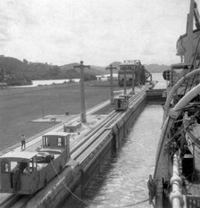 The SS 'Orbita', Panama Canal, early 20th century.Artist: J Dearden Holmes
