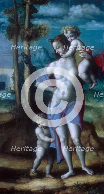 Eve with Cain and Abel, 1520s. Creator: Bacchiacca.