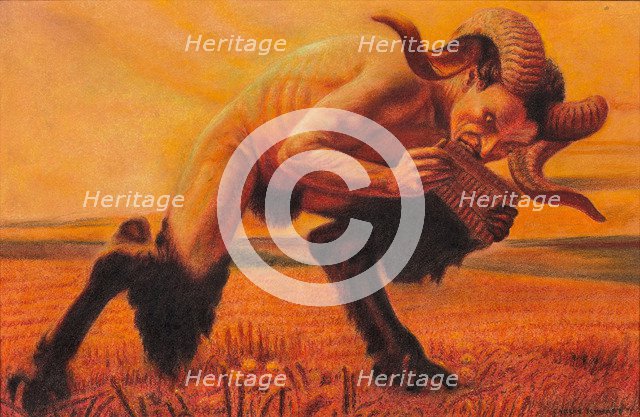 A faun playing the flute, c. 1905.