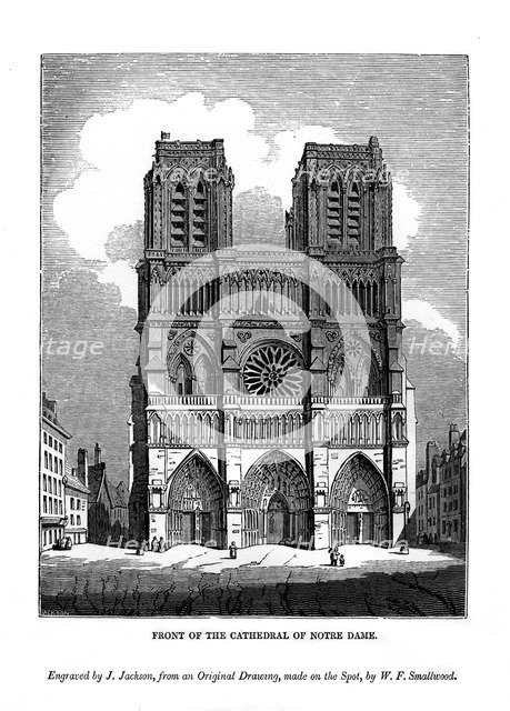 Front of the Cathedral of Notre Dame, 1843. Artist: J Jackson