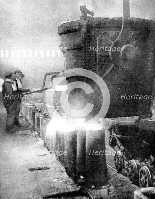 Bessemer process for manufacturing steel, 1936. Artist: Fox