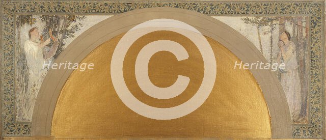 Esquisse pour le salon d'entrée sud de l'Hôtel de Ville : Le Lyrisme - L'Harmonie, 1892. Creators: Henri Jean Guillaume Martin, Louis Felix Bigaux.