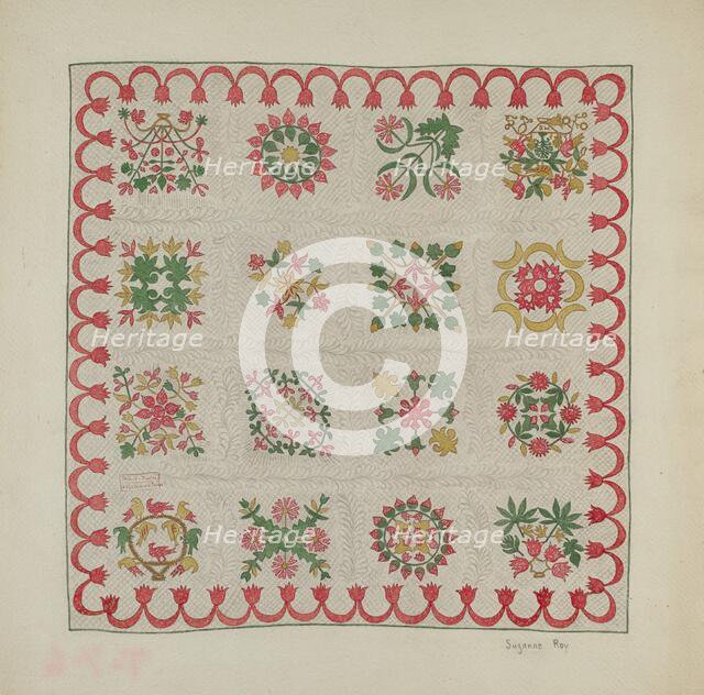 Applique Quilt, c. 1937. Creator: Suzanne Roy.