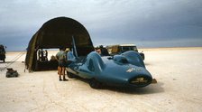 Bluebird CN7 in temporary canvas hangar for World Record attempt, Lake Eyre, Australia, 1964. Creator: Unknown.