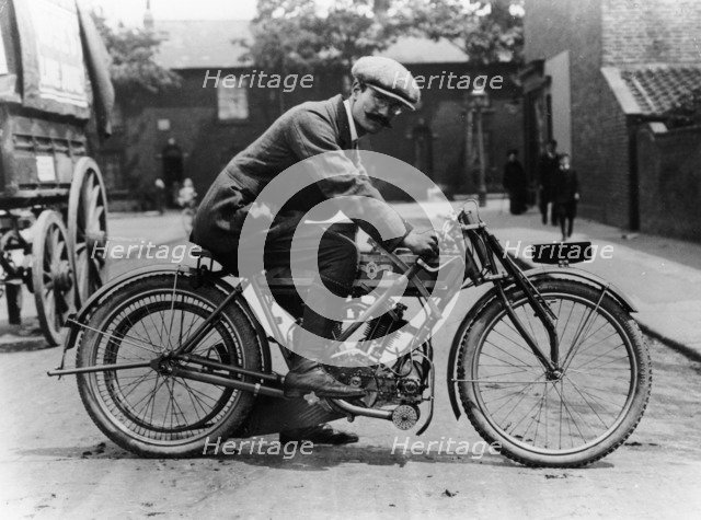 Harry Collier on a Matchless bike, Isle of Man Senior TT, 1912. Artist: Unknown