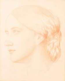 Head of a Young Woman with Braided Hair, c1858. Creator: George Frederick Watts.