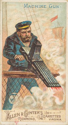 Machine Gun, from the Arms of All Nations series (N3) for Allen & Ginter Cigarettes Brands, 1887. Creator: Allen & Ginter.