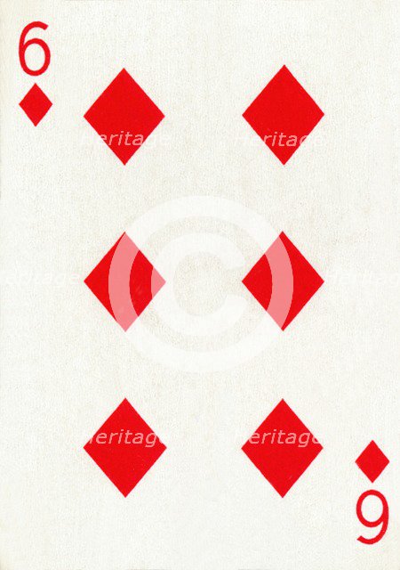 6 of Diamonds from a deck of Goodall & Son Ltd. playing cards, c1940. Artist: Unknown.