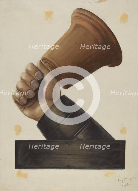 Bell in Hand Tavern Sign, 1935/1942. Creator: Unknown.