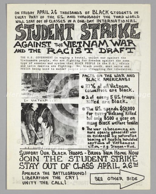 Flyer advertising student strike against the Vietnam War, 1968. Creator: Unknown.