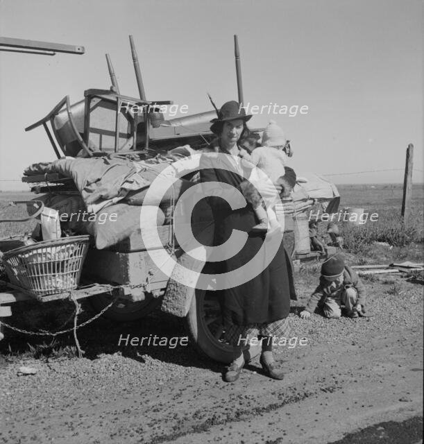 Missouri family of five, seven months from the drought area, 1937. Creator: Dorothea Lange.