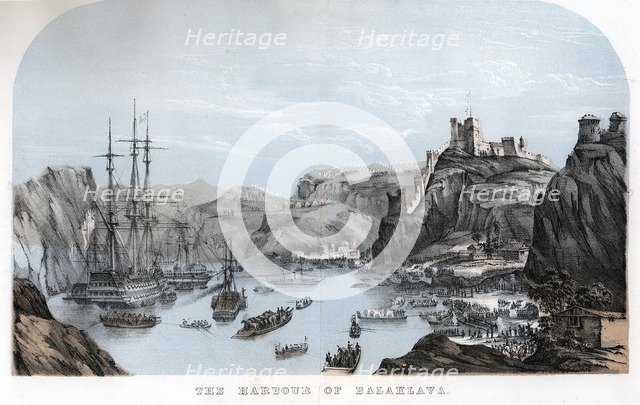 'The Harbour of Balaklava', Crimean War, c1854 (c1860). Artist: Unknown