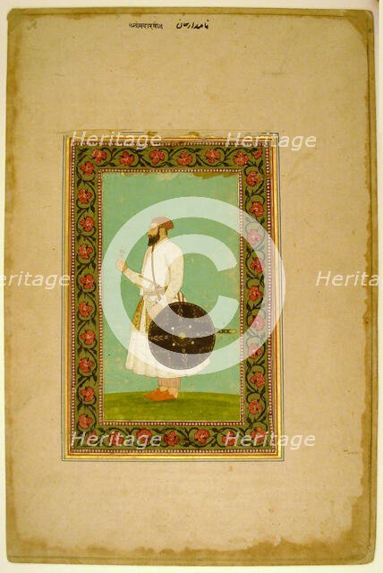 Album Page with a Portrait of Namdar Khan (SideA) and Calligraphic Specimens (SideB), late 17th... Creator: Unknown.