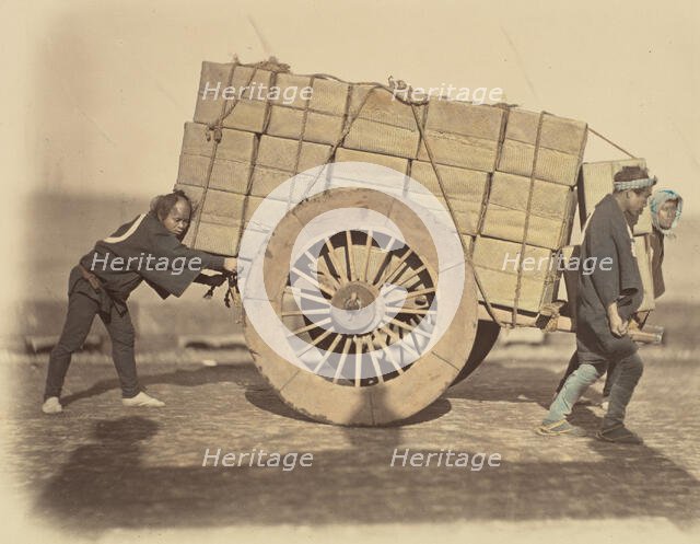 Shariki, or Cart-Pushing Coolies, ca. 1860. Creator: Felice Beato.