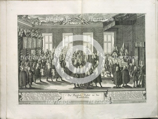 The Ceremony of Reverence to Joseph I at the Knight's Hall of the Hofburg Palace, 1705. Artist: Steinl, Matthias (c. 1644-1727)
