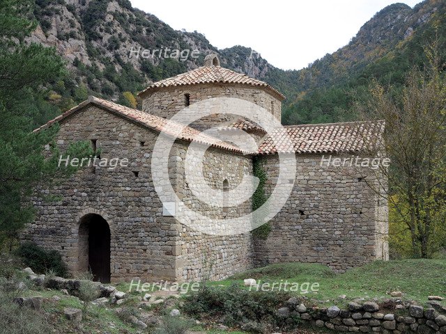 Church of the Monastery of Sant Pere de Graudescaldes in the foothills of the Busa mountains on t…
