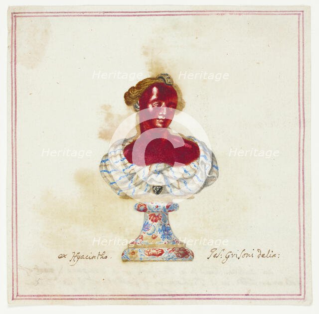Sketch of Jewelled Antique Bust in the Medici Collection, Florence, n.d. Creator: Giuseppe Grisoni.