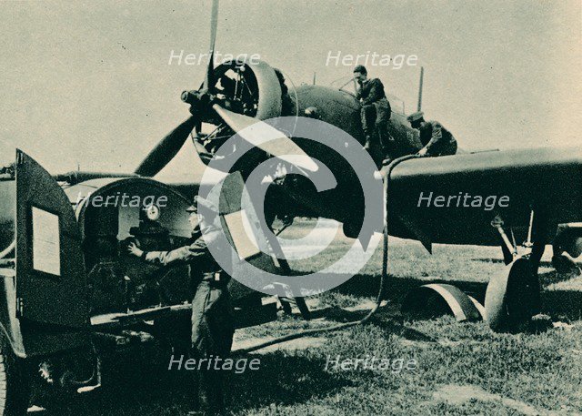 Refuelling a Wellesley Bomber, 1940. Artist: Unknown
