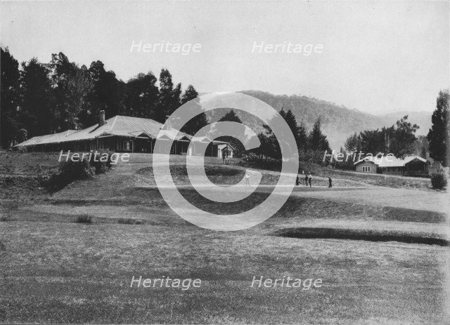 '18th Hole and Club House, Golf Links, Nuwara Eliya, Elevation 6,200 Feet', c1890, (1910). Artist: Alfred William Amandus Plate.