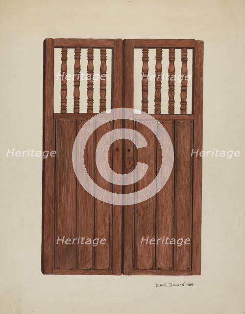 Doors to Baptistry - Mission San Juan Bautista, 1938. Creator: Ethel Dougan.