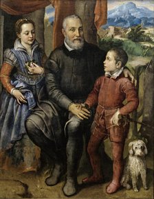 The Artist's Father Amilcare Anguissola and her siblings Minerva and Asdrubale, ca 1559. Creator: Anguissola, Sofonisba (ca. 1532-1625).