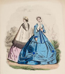 Fashion Plate - Petit Courrier des Dames 'Modes de Paris', 1866. Creator: Gilquin fils.