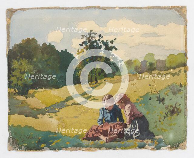 Children on a meadow, before 1920. Creator: Gustav Mally.
