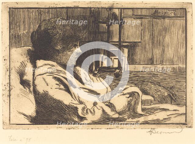 Woman Reading in the Studio (La Lecture dans l'atelier), 1887. Creator: Paul Albert Besnard.