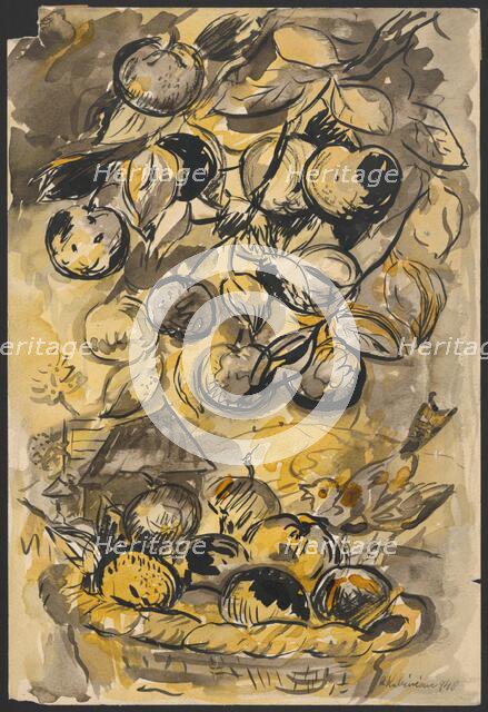 Still life with apples, 1940. Creator: Arnold Peter Weisz-Kubincan.