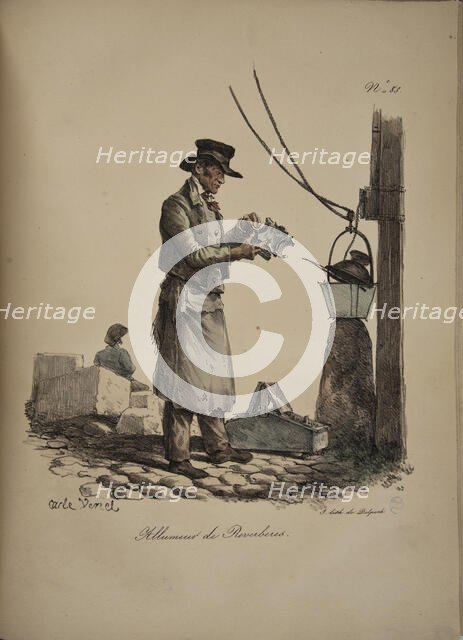 Lamplighter. From the Series "Cris de Paris" (The Cries of Paris), 1815. Creator: Vernet, Carle (1758-1836).