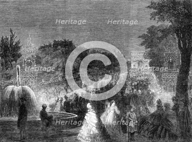 The Imperial Fetes at Paris: view from the Round Point in the Champs Elysees, 1861. Creator: Unknown.