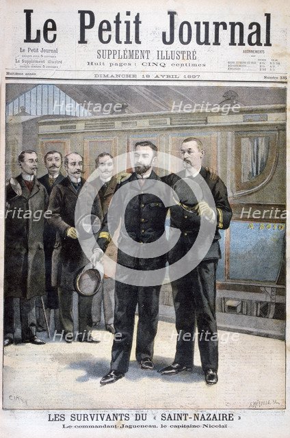 Survivors of the 'Ville de Saint Nazaire', Commander Jagueneau and Captain Nicolai, 1897. Creator: F Meaulle.