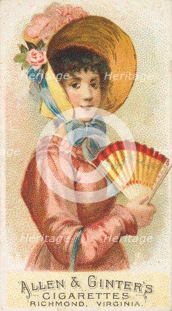 Plate 2, from the Fans of the Period series (N7) for Allen & Ginter Cigarettes Brands, 1889. Creator: Allen & Ginter.