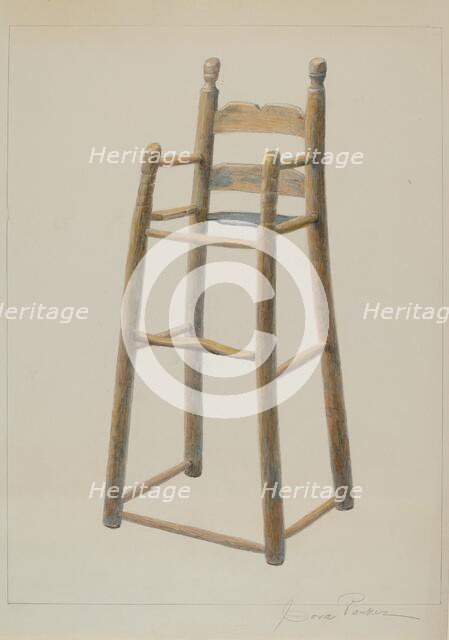 Child's High Chair, c. 1938. Creator: Cora Parker.