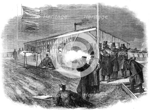 Official trial of small-bore rifles on Plumstead Marshes: firing from the rests, 1862. Creator: Unknown.