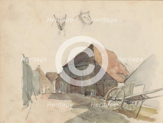 Handcart and barn, 1822-1893.  Creator: Willem Troost II.