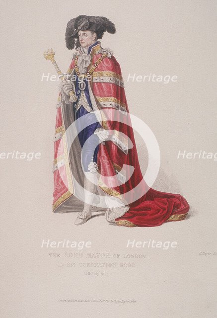 Lord Mayor of London, John Thomas Thorp, dressed for a royal coronation, 1821. Artist: Henry Meyer