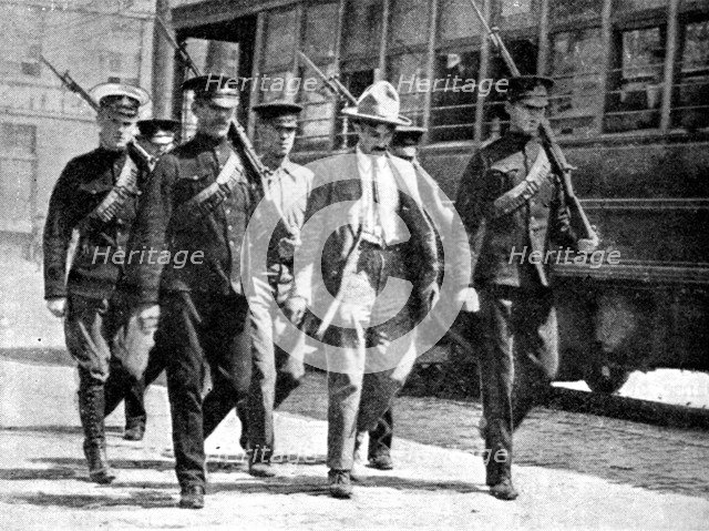 German spy escorted to military prison by the Canadian authorities, First World War, 1914. Artist: Unknown