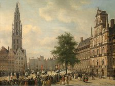 Procession on the Grote Markt in Antwerp, 1848. Creator: Jean Michel Ruyten.