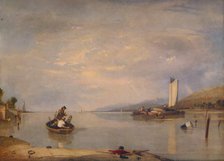 'Dead Calm, Boats off Cowes Castle', c1841. Artist: Augustus Wall Callcott.