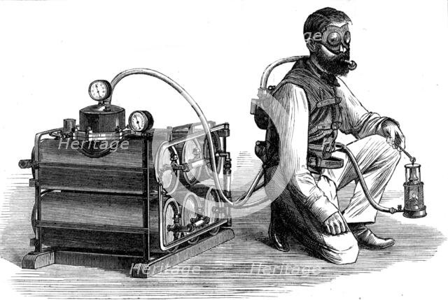 The Aerophobe, for exploring dangerous mines, 1874. Creator: Unknown.