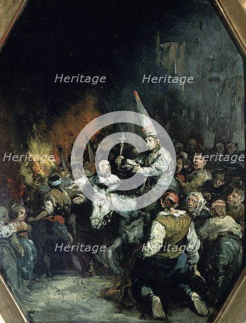 Oil representing 'Condemned by the Inquisition'.