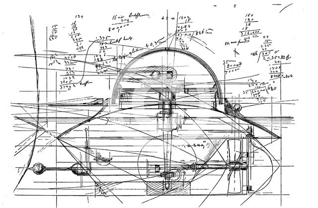 John Ericsson's sketch for his revolving turret ship 'Monitor', 1890. Artist: John Ericsson