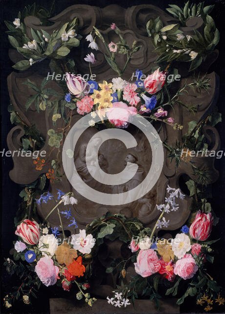 The Miracle of St Bernard in a Garland of Flowers, 1645-1655. Creators: Daniel Seghers, Erasmus Quellinus.