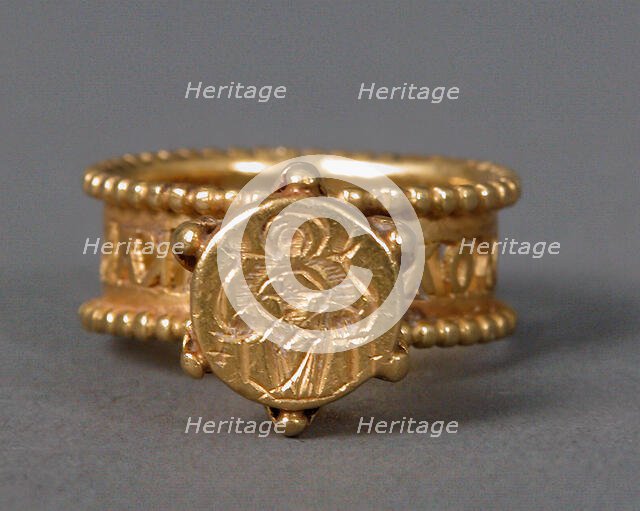 Gold Signet Ring with Virgin and Child, Byzantine, 6th-7th century. Creator: Unknown.